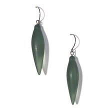 Load image into Gallery viewer, Muted Green Frosted Plumb-Bob Spike Drop Earrings