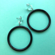 Load image into Gallery viewer, Clear &amp; Black Large Donut Drop Earrings
