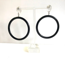 Load image into Gallery viewer, Clear &amp; Black Large Donut Drop Earrings