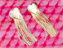 Load image into Gallery viewer, Titanium Heart Fringe Earrings