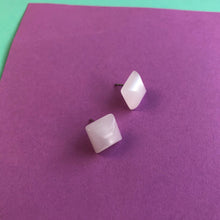 Load image into Gallery viewer, White Moonglow Beveled Square Stud Earrings