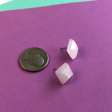 Load image into Gallery viewer, White Moonglow Beveled Square Stud Earrings