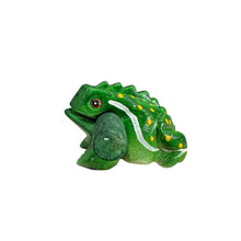 Load image into Gallery viewer, 2" Wooden Musical Frog - Green Leaf Design (Percussion Instrument)