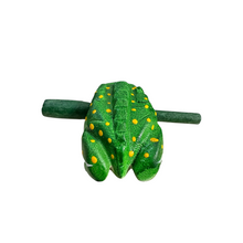Load image into Gallery viewer, 2" Wooden Musical Frog - Green Leaf Design (Percussion Instrument)