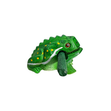 Load image into Gallery viewer, 2" Wooden Musical Frog - Green Leaf Design (Percussion Instrument)