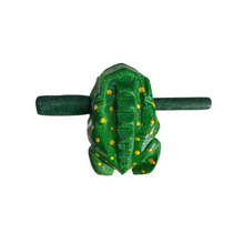Load image into Gallery viewer, 2" Wooden Musical Frog - Green Leaf Design (Percussion Instrument)