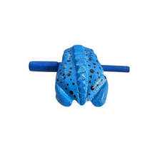 Load image into Gallery viewer, 3" Wooden Musical Frog - Blue Dart Design (Percussion Instrument)