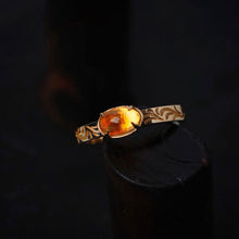 Load image into Gallery viewer, The Golden Age - Ornamental Filigree Fire Opal Engagement Ring 18K Gold
