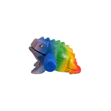 Load image into Gallery viewer, 3" Wooden Musical Frog - Rainbow Design (Percussion Instrument)