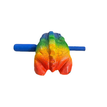 Load image into Gallery viewer, 3" Wooden Musical Frog - Rainbow Design (Percussion Instrument)