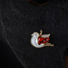 Load image into Gallery viewer, The Fat Pigeon - Fire Opal Diamond Pendant 18K Yellow Gold Adorable Bird Necklace