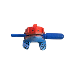 Load image into Gallery viewer, 3" Wooden Musical Frog - Red Dart Design (Percussion Instrument)