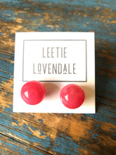 Load image into Gallery viewer, Fuchsia Marble Ball Stud Earrings