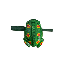 Load image into Gallery viewer, 3" Wooden Musical Frog - Green Spring Design (Percussion Instrument)