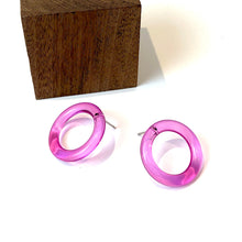 Load image into Gallery viewer, Hot Pink Donut Stud Earrings