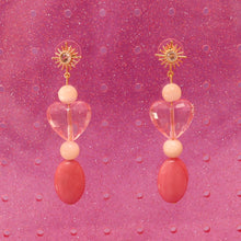 Load image into Gallery viewer, Beaded Heart Drop Earrings