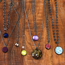 Load image into Gallery viewer, Deep Purple Moonglow &amp; Gun Metal Layering Necklace - Shortie