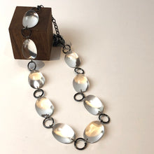 Load image into Gallery viewer, Clear Domed &amp; Dark Metal Stations Necklace