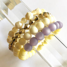 Load image into Gallery viewer, Cream &amp; Lilac and Golds Stack &amp; Stretch Bracelets Set *