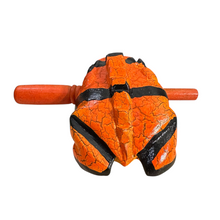 Load image into Gallery viewer, 4" Wooden Musical Frog - Orange Dart Design (Percussion Instrument)