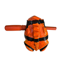 Load image into Gallery viewer, 4" Wooden Musical Frog - Orange Dart Design (Percussion Instrument)