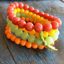 Load image into Gallery viewer, Coral Citrus Stack &amp; Stretch Bracelets Set