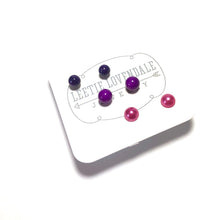 Load image into Gallery viewer, Purple Ombre' Vintage Lucite Tiny Studs Set | 3 Pair of Tonal Earrings