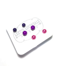 Load image into Gallery viewer, Purple Ombre' Vintage Lucite Tiny Studs Set | 3 Pair of Tonal Earrings