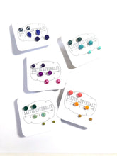Load image into Gallery viewer, Green Ombre' Vintage Lucite Tiny Studs Set | 3 Pair of Tonal Earrings