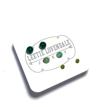Load image into Gallery viewer, Green Ombre' Vintage Lucite Tiny Studs Set | 3 Pair of Tonal Earrings