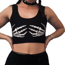Load image into Gallery viewer, Skeleton Black Crop Tank Top