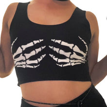 Load image into Gallery viewer, Skeleton Black Crop Tank Top