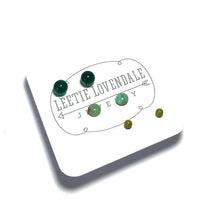 Load image into Gallery viewer, Green Ombre' Vintage Lucite Tiny Studs Set | 3 Pair of Tonal Earrings