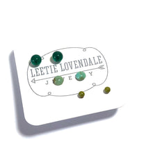 Load image into Gallery viewer, Green Ombre' Vintage Lucite Tiny Studs Set | 3 Pair of Tonal Earrings