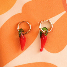 Load image into Gallery viewer, Glass Beaded Chili Pepper Earrings 2-in-1 pair