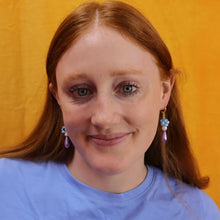 Load image into Gallery viewer, Glass Beaded Funky Chunky Blue Drop Earrings