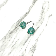 Load image into Gallery viewer, Seafoam Carved Lucite Rose Stud Earrings
