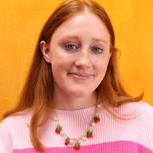 Load image into Gallery viewer, Glass Beaded Cherries Necklace