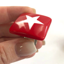 Load image into Gallery viewer, Red &amp; White Star Lucite Silver Cocktail Ring