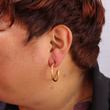 Load image into Gallery viewer, Titanium Golden Slim Hoop Earrings
