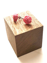 Load image into Gallery viewer, French Pink Pearl Rose Button Stud Earrings
