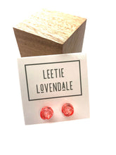 Load image into Gallery viewer, Coral Carved Lucite Rose Stud Earrings