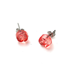 Load image into Gallery viewer, Coral Carved Lucite Rose Stud Earrings