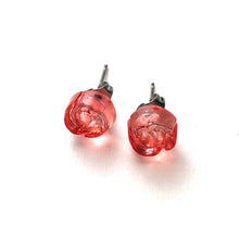 Load image into Gallery viewer, Coral Carved Lucite Rose Stud Earrings