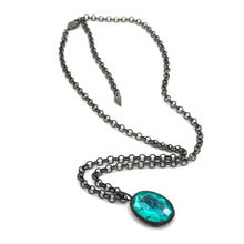Load image into Gallery viewer, Teal Bling Oval Gun Metal Layering Necklace