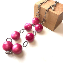 Load image into Gallery viewer, Deep Cranberry Fuchsia Stations Necklace