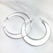 Load image into Gallery viewer, Clear Vintage Lucite Ashlie Hoop Earrings 3 Inch
