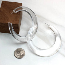 Load image into Gallery viewer, Clear Vintage Lucite Ashlie Hoop Earrings 3 Inch
