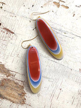 Load image into Gallery viewer, Burnt Orange &amp; Gold Vintage Agate Resin Drop Earrings