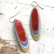 Load image into Gallery viewer, Burnt Orange &amp; Gold Vintage Agate Resin Drop Earrings